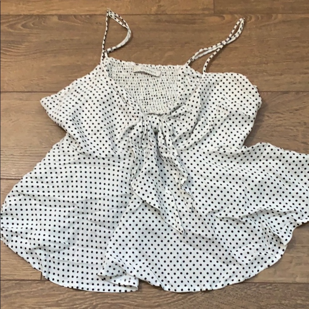Semi-cropped polka dot tank